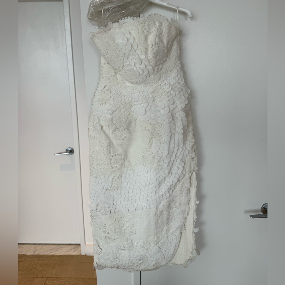 Zimmermann White Pearl Detail Strapless Midi Dress Size 1